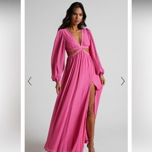 SHOWPO - PAIGE MACI DRESS - BALLOON SLEEVE SIDE CUT OUT